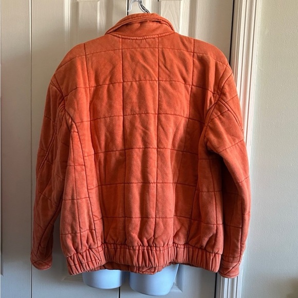 Orange Mineral Washed Quilted Jacket - size Medium - Picture 3 of 7